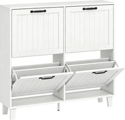 HOMCOM Armário para Sapatos, 4 Gavetas Basculantes, Salva-espaço com Prateleiras Reguláveis, Branco | Aosom Portugal