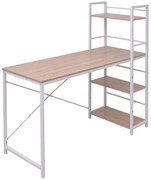 vidaXL Secretária c/ estante de 4 patamares cor carvalho