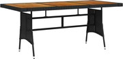 vidaXL Mesa de jardim 160x70x72 cm vime PE e acácia maciça preto