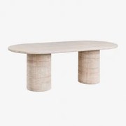 Mesa De Jantar Oval 220x100 Cm Em Cimento Look Travertino Velia Look Travertino - Sklum