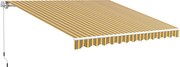 Outsunny Toldo Manual Retrátil 350x250 cm com Manivela de Metal Impermeável e Anti-UV para Jardim Terraço Janelas Cinza e Amarelo | Aosom Portugal
