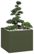 vidaXL Vaso floreira 100x100x80 cm aço verde azeitona