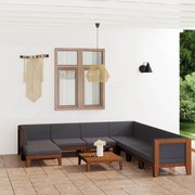 9 pcs conjunto lounge de jardim c/ almofadões acácia maciça