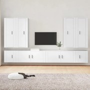 vidaXL Conjunto móveis de TV 8 pcs madeira processada branco