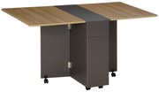 HOMCOM Mesa de Jantar Dobrável com Rodas com Armazenamento 2 Gavetas e 1 Armário 76x140x74 cm | Aosom Portugal