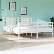 Estrutura de cama Super King 180x200 cm pinho maciço branco