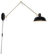 Candeeiro de parede retro preto com bronze - Milou Retro