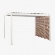 Pérgola Bioclimática De Alumínio Com Lâminas E Painel Lateral Druvia Gardênia Branca - Castanho Castanho & Pérgula De 3x4 M - Sklum