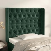 Cabeceira cama c/ abas veludo 93x16x118/128 cm verde-escuro