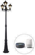 LED Lanterna inteligente de exterior preta 3 luzes incl. Wifi ST64 - New Haven Clássico / Antigo