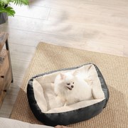 Cama para cães 65 x 55 x 20 cm com almofada reversível cinzento