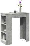 Mesa de bar c/ prateleiras derivados de madeira cinza cimento