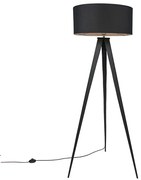 Candeeiro de pé inteligente preto com abajur preto incl. Wi-Fi A60 - Ilse