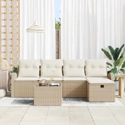 vidaXL Conjunto de Sofá de Jardim de 6 Peças com Almofadas Bege em Rattan