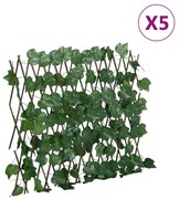 vidaXL Treliça de videira artificial extensível 5 pcs 190x60 cm verde
