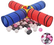 vidaXL Túnel de brincar infantil c/ 250 bolas multicor