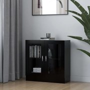 vidaXL Armário vitrine 82,5x30,5x80 cm derivados de madeira preto