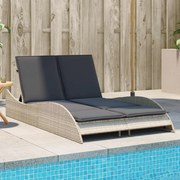 vidaXL Espreguiçadeira c/ almofadões 114x205x73 cm vime PE cinza-claro