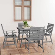 5 pcs conjunto de jantar jardim madeira acácia maciça cinzento