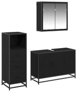 vidaXL Conjunto de Móveis para Banheiro com porta 3 pcs Carvalho Preto