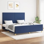 vidaXL Estrutura de cama sem colchão 160x200 cm tecido azul