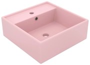 vidaXL Lavatório luxuoso quadrado 41x41 cm cerâmica rosa mate
