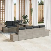 vidaXL Conjunto de Sofá de Jardim com 8 Peças e Almofadas Cinza Claro em Rattan