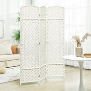 Biombo interior de madeira com 3 painéis 135 x 180 cm, divisória dobrável para sala ou quarto, branco