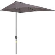 Meio Guarda-Sol para Parede – 230x130x245 cm – Cinzento – Com Manivela