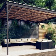 vidaXL 10 pcs conjunto lounge de jardim c/ almofadões vime PE preto