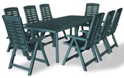 Conjunto de jantar de exterior 9 pcs plástico verde