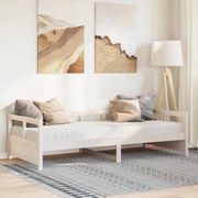 vidaXL Sofá-cama com colchão 90x200 cm madeira de pinho maciça branco