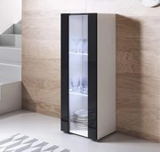 Vitrine Alta Fajões – 40x128 cm – Branco e Preto com LED Azul – Com Pé