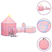 Tenda de brincar infantil com 250 bolas 301x120x128 cm rosa