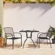 vidaXL 3 pcs conjunto de jantar para jardim aço antracite
