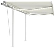 vidaXL Toldo retrátil manual com LED 3x2,5 m cor creme