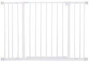 PawHut Barreira de Segurança para Animais de Estimação Extensível para Escadas e Portas Barreira de Segurança para Cães 76-107x76 cm Branco