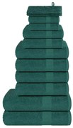 vidaXL 12pcs Conjunto toalhas banho 360 gsm 100% algodão verde