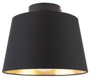 Candeeiro de teto com abajur de algodão preto com dourado 25 cm - Combi Black Clássico / Antigo