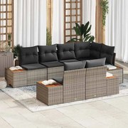 vidaXL Conjunto de Sofá para Jardim com 7 Peças e Almofadas em Rattan Sintético Cinza Acácia.