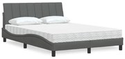 vidaXL Cama com colchão 120x200 cm tecido cinzento-escuro