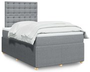 Cama com molas/colchão 120x200 cm tecido cinza-claro