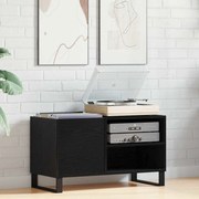 vidaXL Armário para discos de vinil Carvalho Preto 85 x 38 x 48 cm