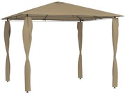 Gazebo 3x3x2,6 m com capas postes 160 g/m² cinza-acastanhado