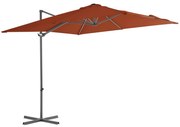 Guarda-sol cantilever com poste de aço 250x250 cm terracota