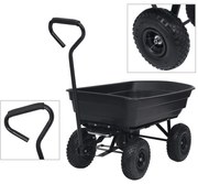 vidaXL Carrinho de mão basculante para jardim 300 kg 75 L preto