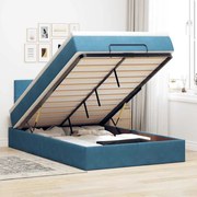 vidaXL Cama otomana com colchão 120x190 cm veludo azul-escuro