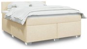 vidaXL Cama com molas/colchão 180x200 cm tecido cor creme
