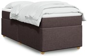 vidaXL Cama com molas/colchão 90x200 cm tecido castanho-escuro