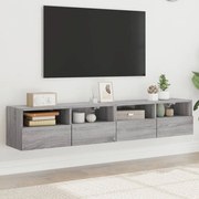 vidaXL Móveis parede p/ TV 2pcs 80x30x30cm deriv. madeira cinza sonoma